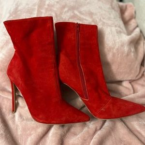 Steven Madden suede red boots
